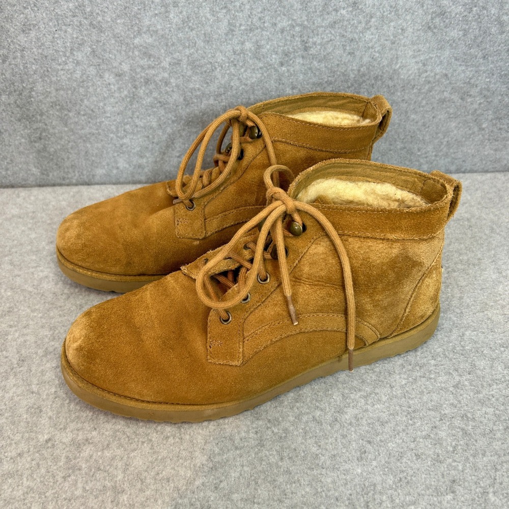 UGG Bethany Neumel Boots Chestnut Brown Suede Shearling Lace Up Women Size 9